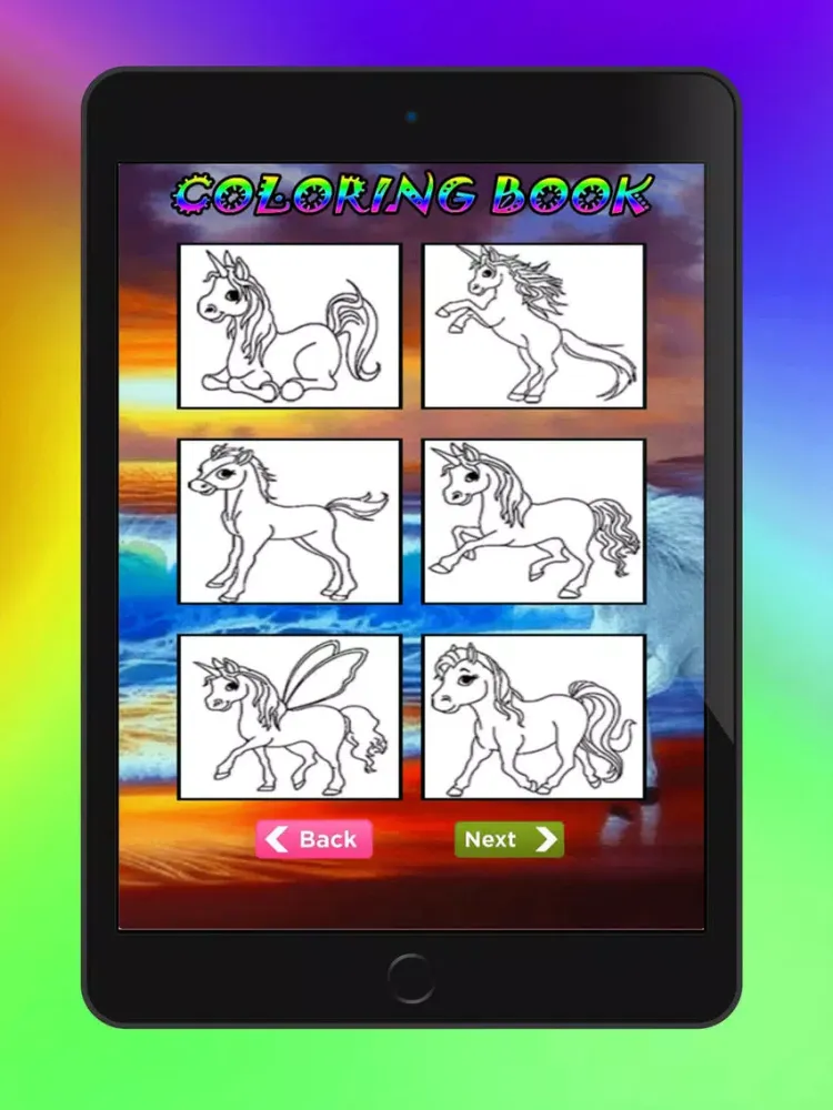 Capturas de tela do Unicorns Horse Coloring Book Drawing Painting Game iPad 