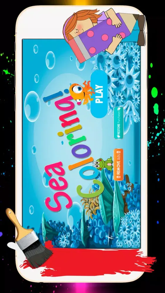 Capturas de tela do Sea Animal Coloring Pages Kids Painting Game
