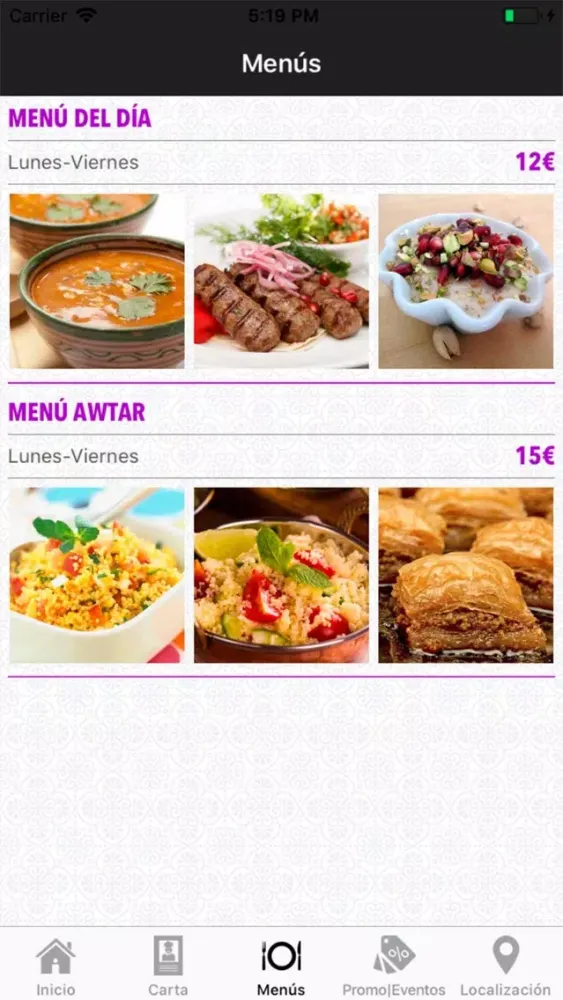 Tangkapan skrin Awtar Restaurant Tetería Árabe