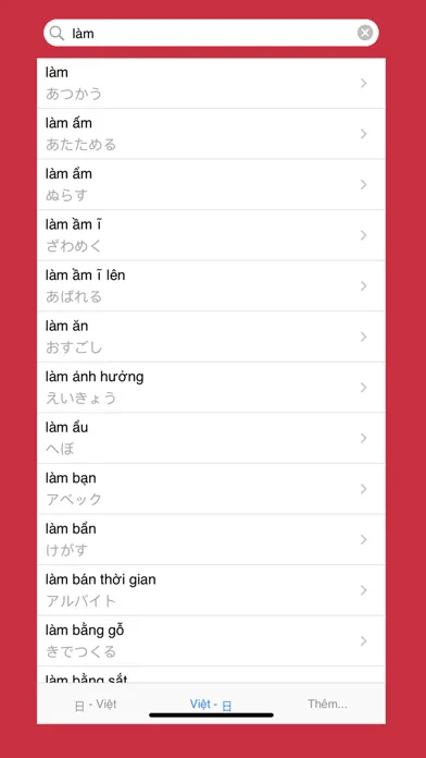 Captures d'écran de Nhat Viet Tu Dien 日越辞典