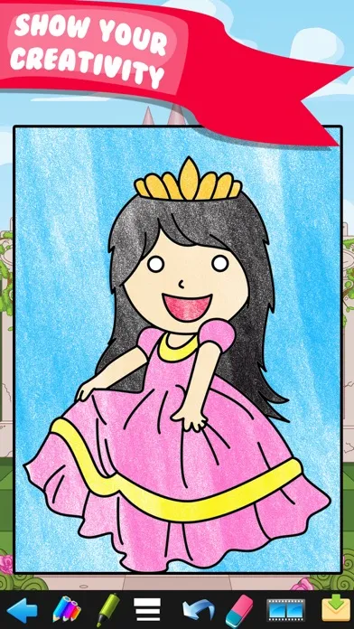 Princess Coloring Book Drawing Doodle - Draw Game for Toddler Preschool Kids!应用截图