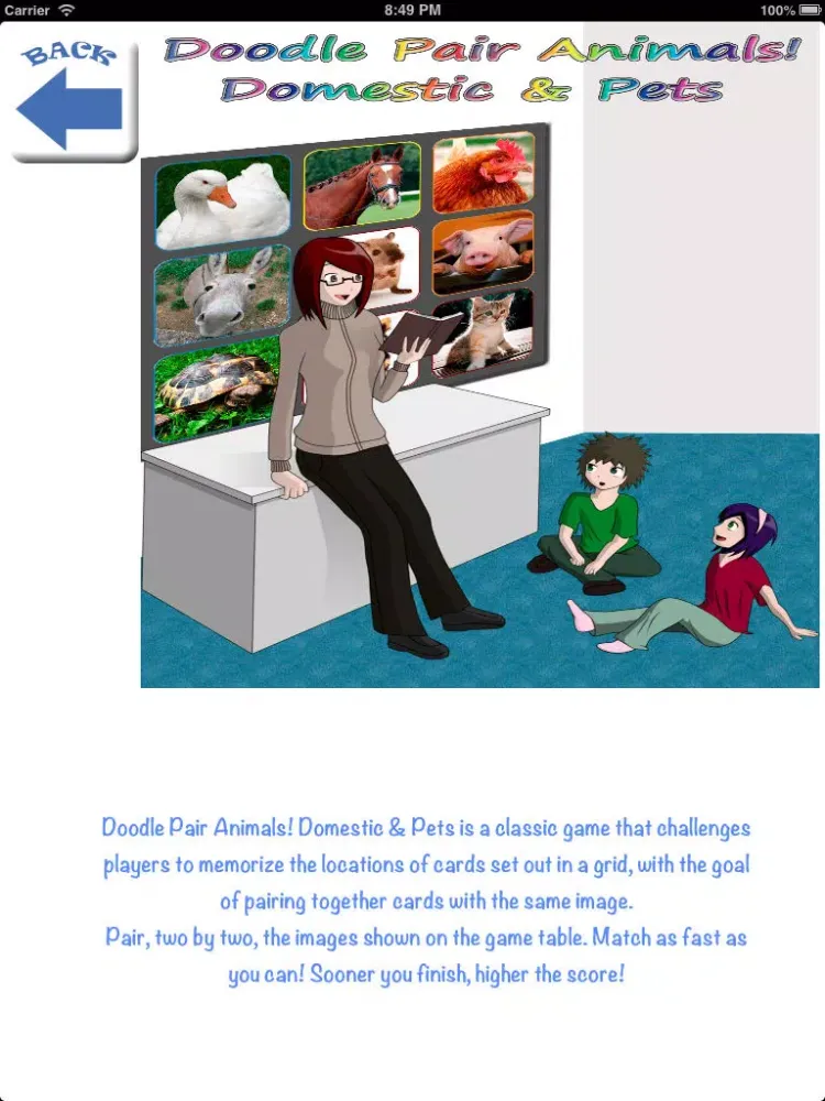 Doodle Pair Animals! Domestic&Pets - Photo Match Up Game Free Version (Picture Match) iPad  Screenshots