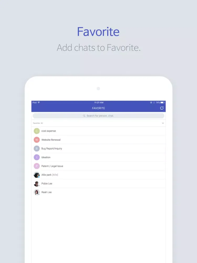 Tangkapan layar Dooray! Messenger iPad 