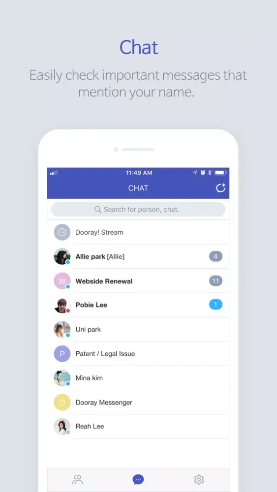 Tangkapan layar Dooray! Messenger