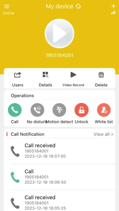 Ảnh chụp màn hình của Door Intercom