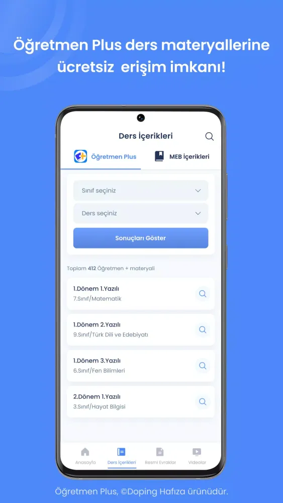Tangkapan layar Öğretmen Plus