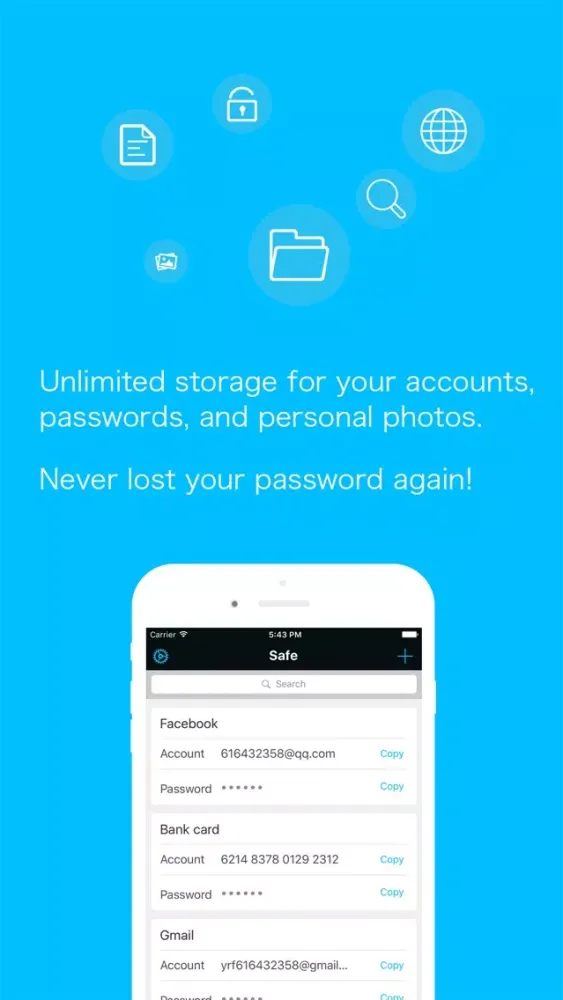 Tangkapan skrin PassSafe - save&store account password manager