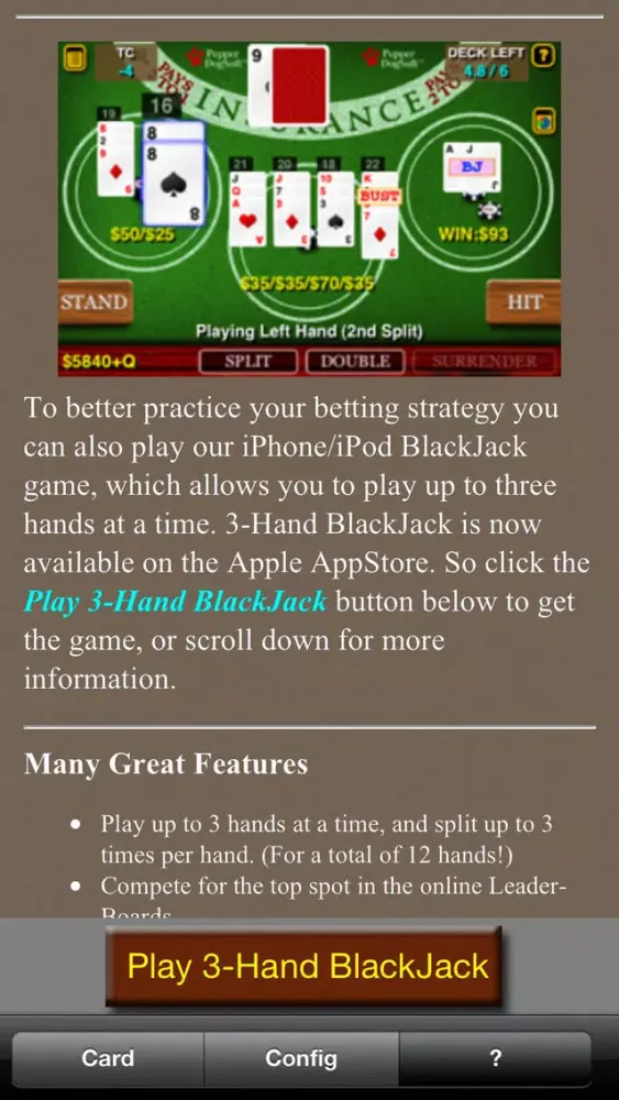 Zrzuty ekranu BlackJack Bet Chart +HD