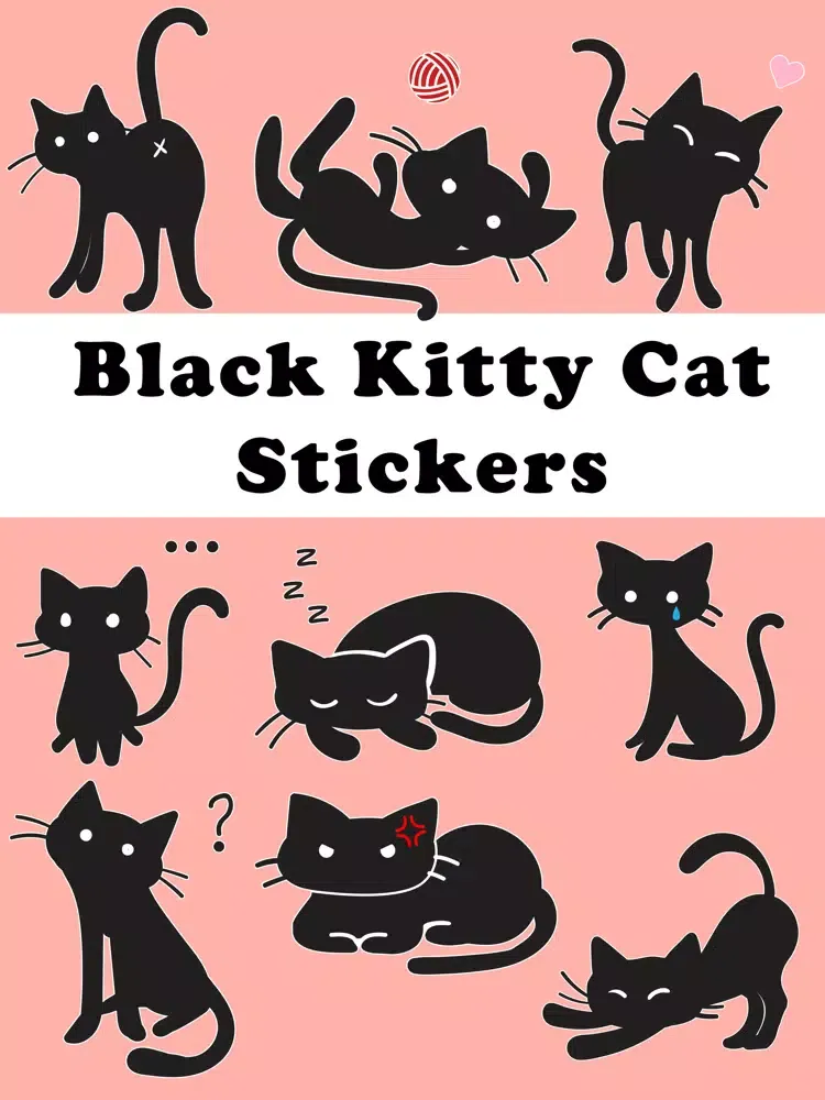 Tangkapan layar Black Kitty Cat Stickers iPad 
