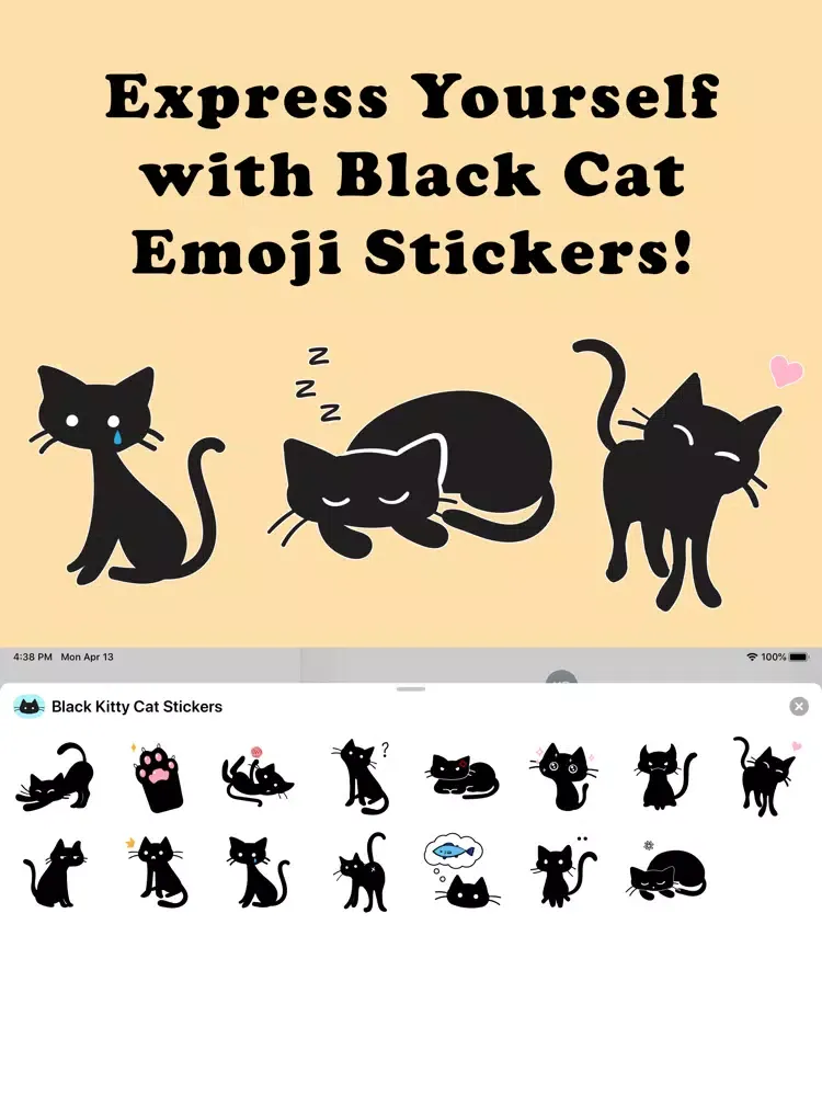 Tangkapan layar Black Kitty Cat Stickers iPad 