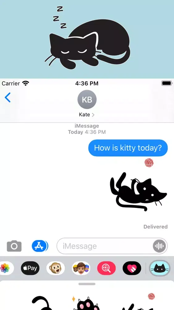 Tangkapan layar Black Kitty Cat Stickers