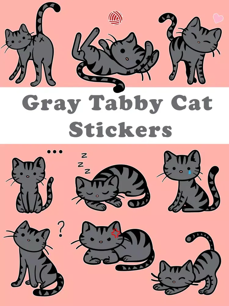 Gray Tabby Cat Stickers iPad  Screenshots