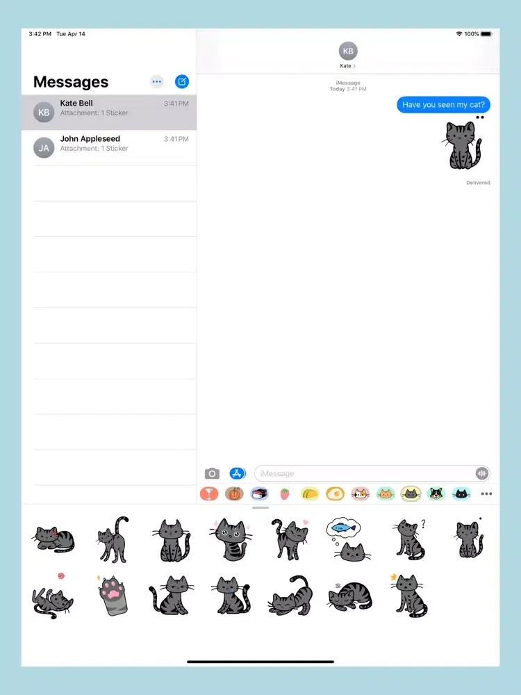 Gray Tabby Cat Stickers iPad  Screenshots