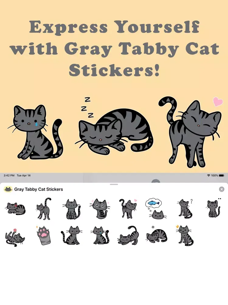 Gray Tabby Cat Stickers iPad  Screenshots