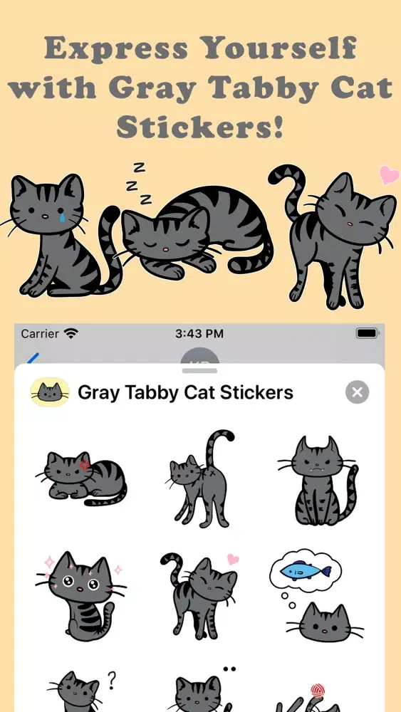 Gray Tabby Cat Stickers Screenshots