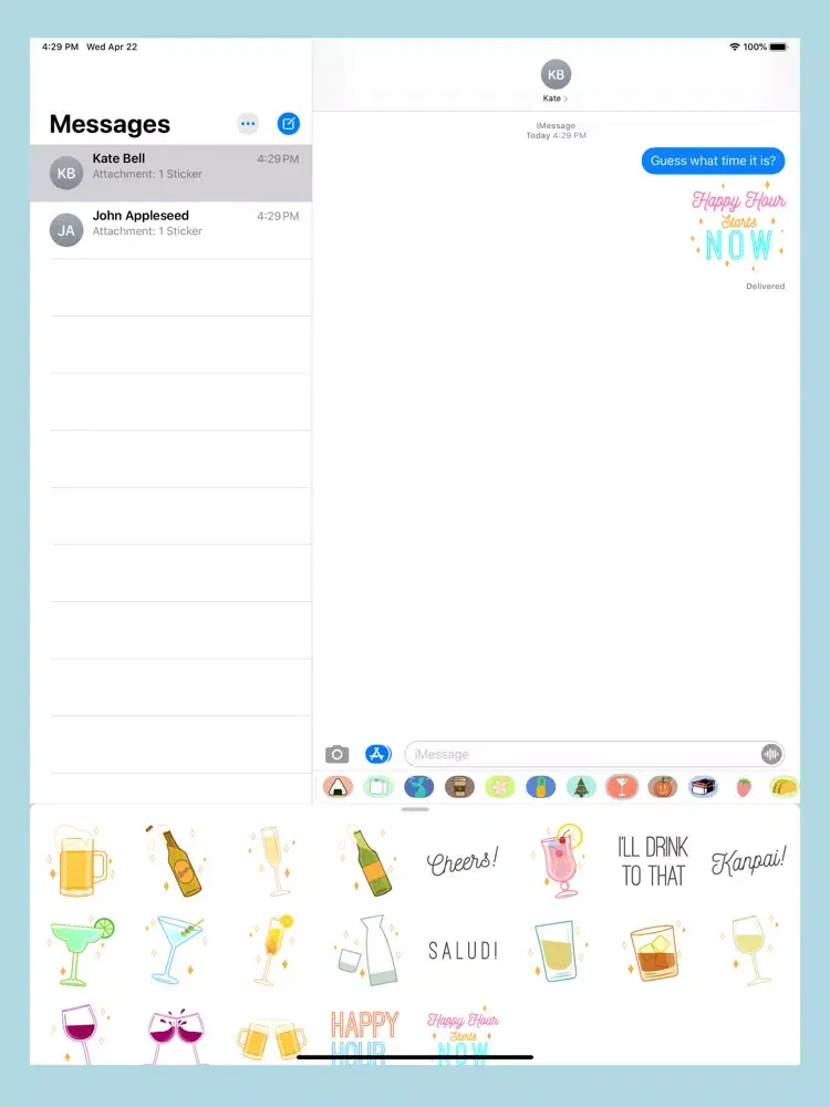Happy Hour Time Stickers iPad  Screenshots
