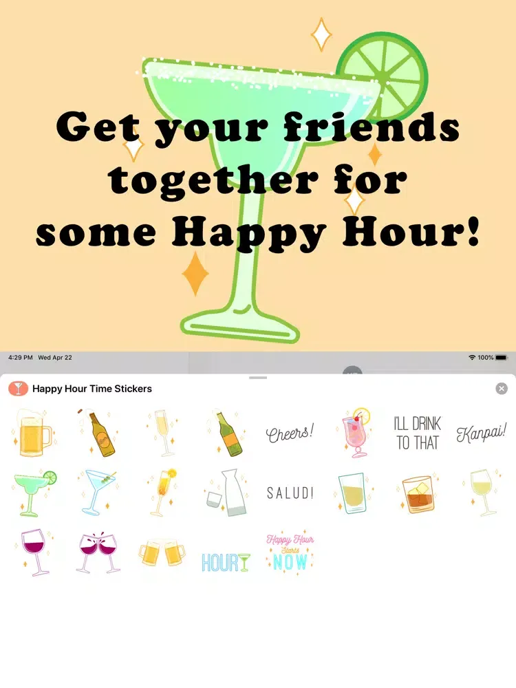 Happy Hour Time Stickers iPad  Screenshots