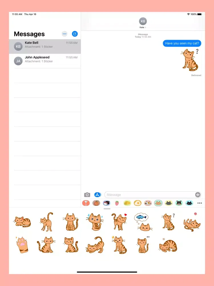 Capturas de tela do Orange Tabby Cat Stickers iPad 