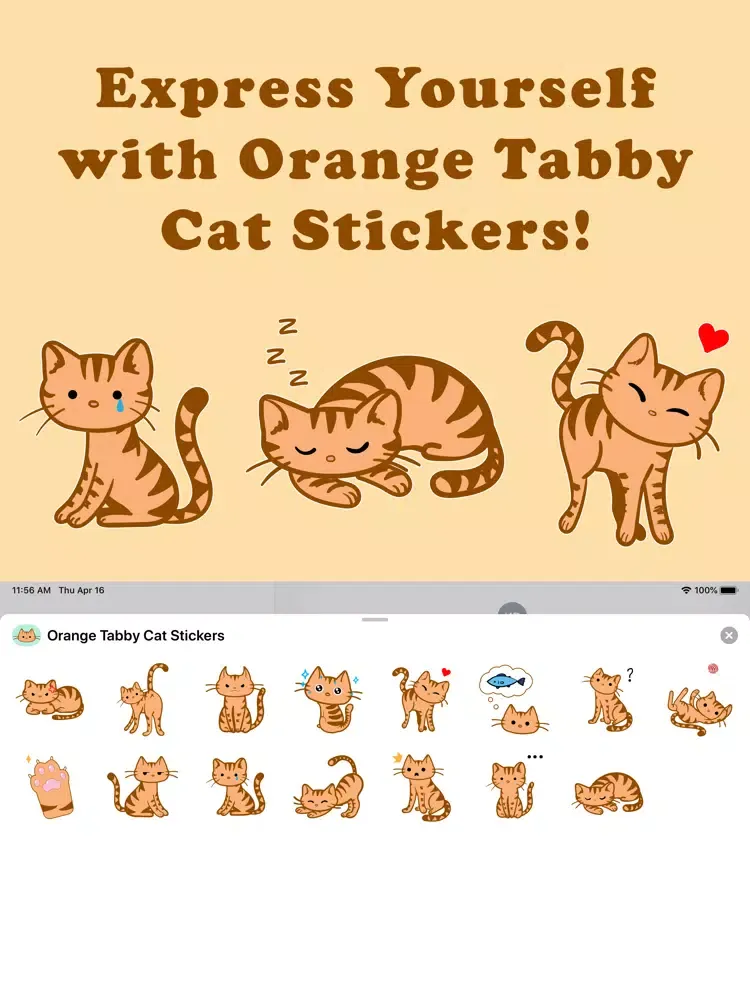 Capturas de tela do Orange Tabby Cat Stickers iPad 