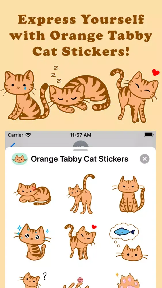 Capturas de tela do Orange Tabby Cat Stickers