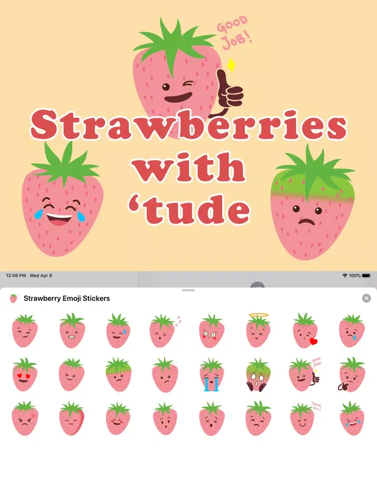 Скриншоты Strawberry Emoji Stickers iPad 