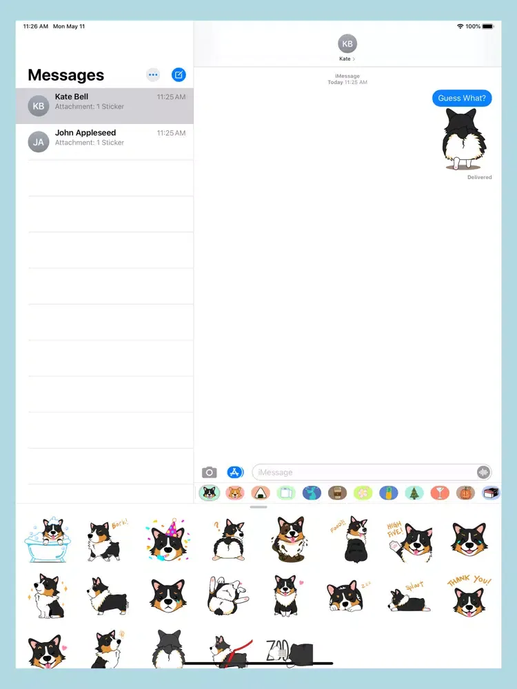 TriColor Corgi Stickers iPad  Screenshots