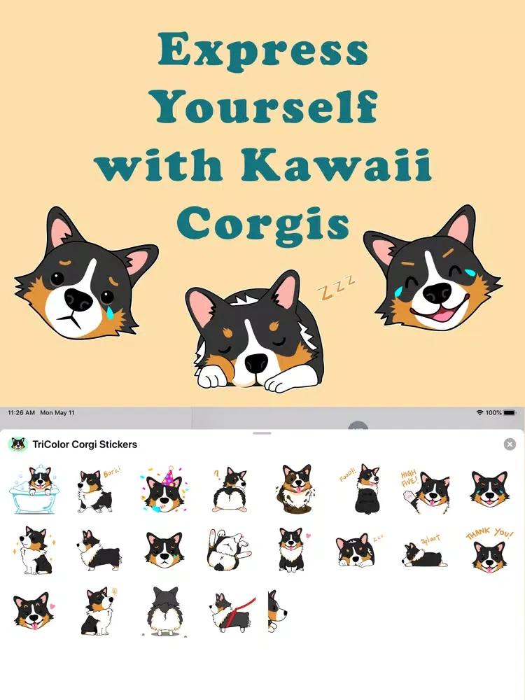 TriColor Corgi Stickers iPad  Screenshots