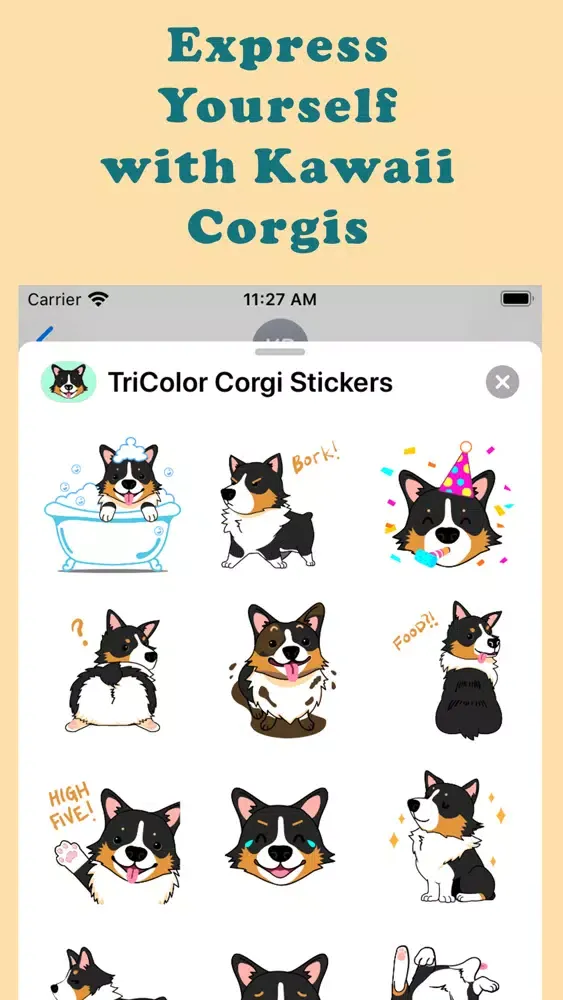TriColor Corgi Stickers Screenshots