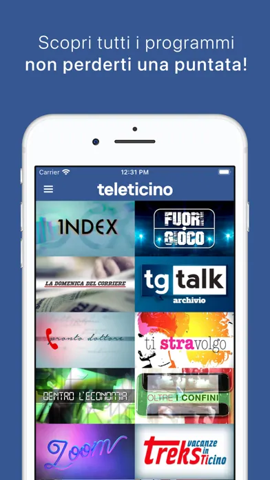 Capturas de tela do TeleTicino