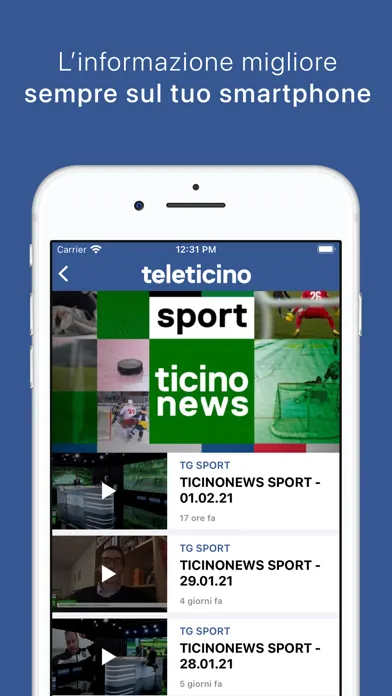 Capturas de tela do TeleTicino