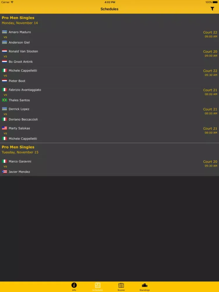 Tangkapan skrin Aruba Beach Tennis Open iPad 