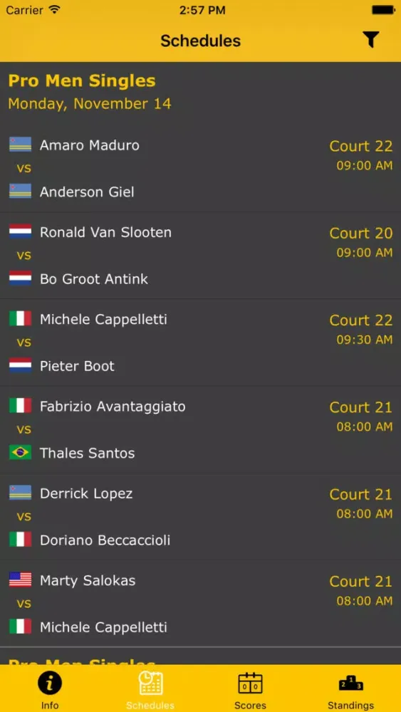 Tangkapan skrin Aruba Beach Tennis Open