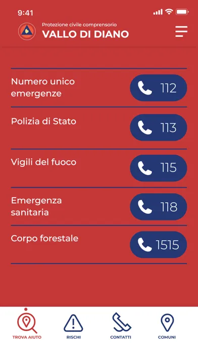 Screenshot di Emergenza Cittadino