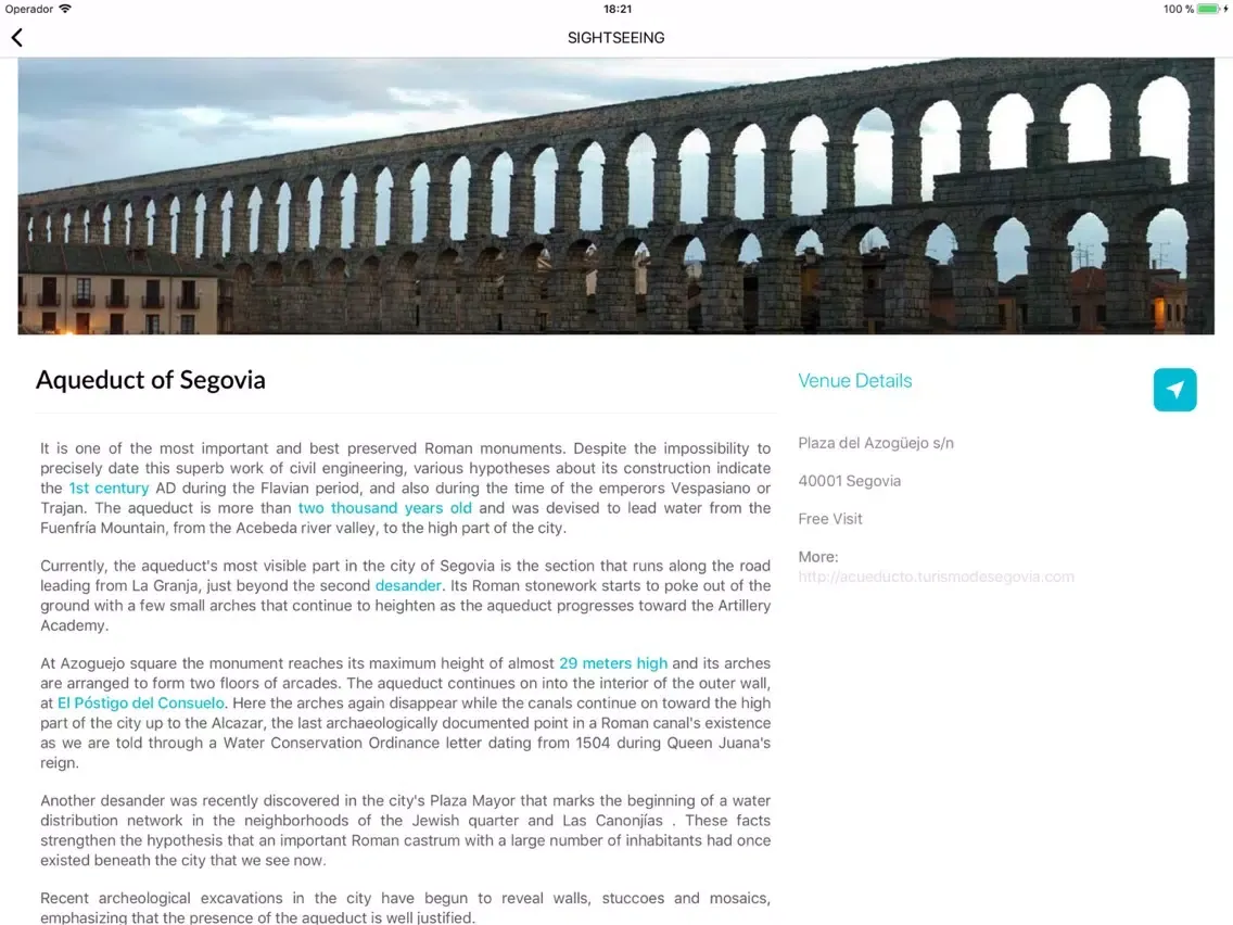 Capturas de tela do Segovia Travel Guide iPad 