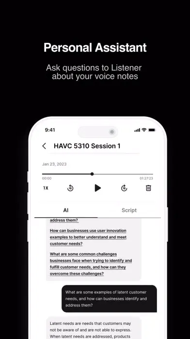 ภาพหน้าจอของ Listener: AI Voice Recorder