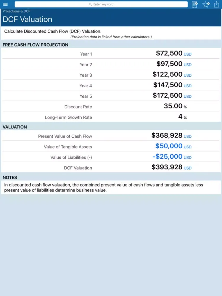 Screenshot di Business Valuation iPad 