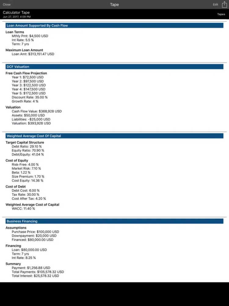 Screenshot di Business Valuation iPad 