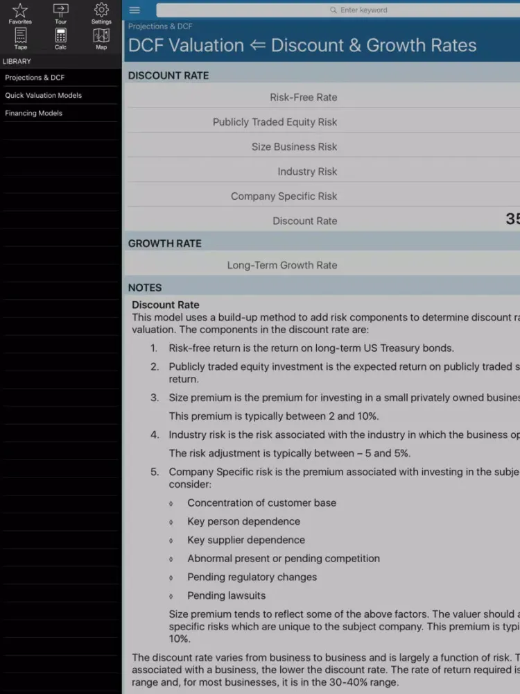 Screenshot di Business Valuation iPad 