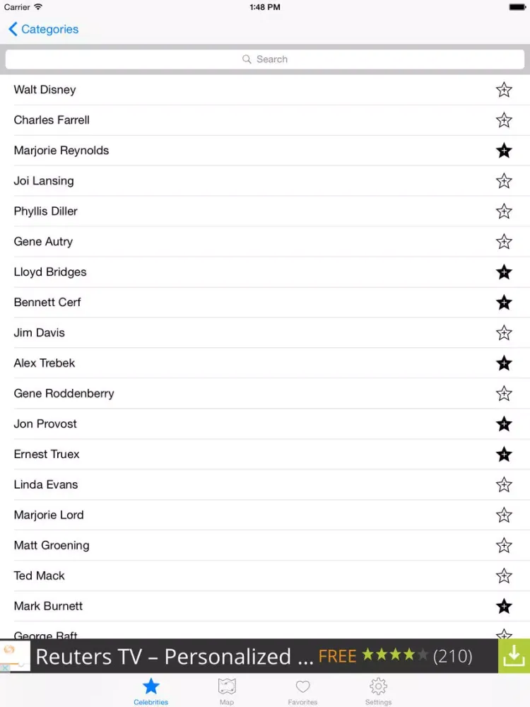Hollywood Walk of Fame Star Walk Map Companion iPad 应用截图