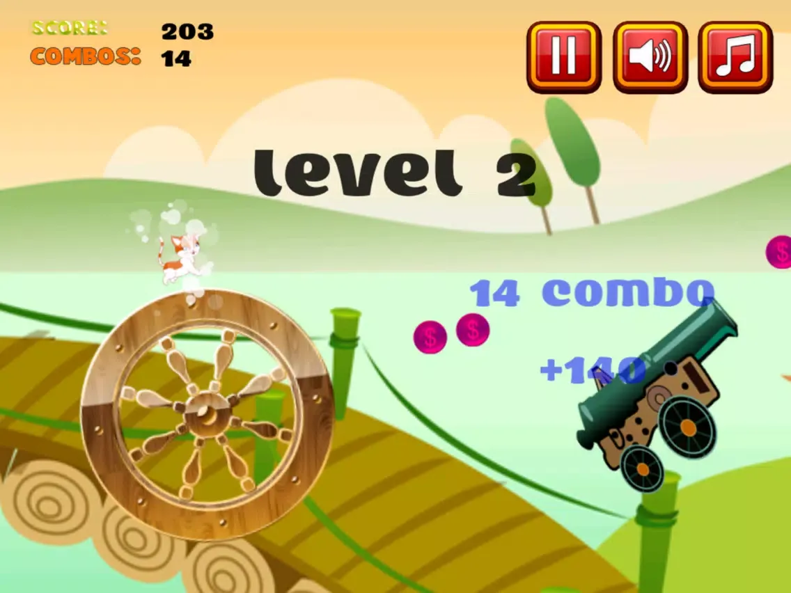 Zrzuty ekranu A Cute Kitten Jump Adventure Game: Blast Kitty from Cannon to Spinning Wheels iPad 