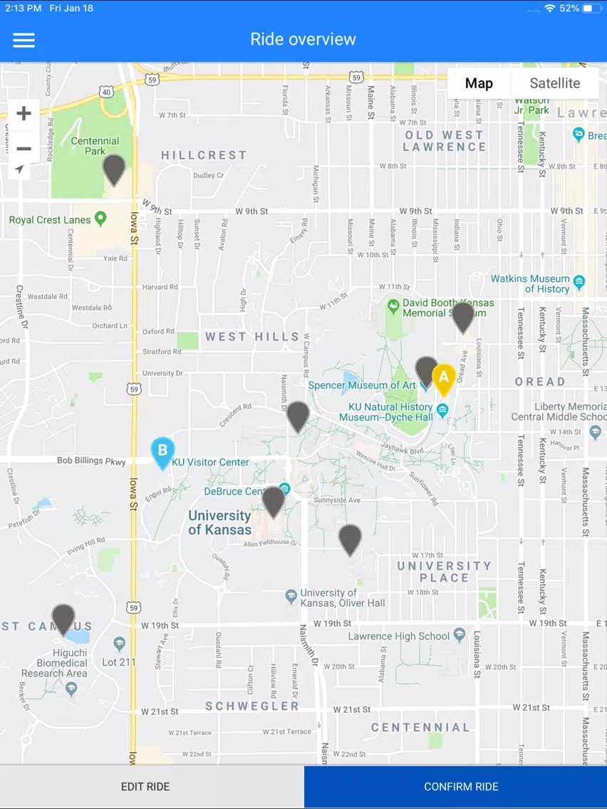 University of Kansas SafeRide iPad  स्क्रीनशॉट