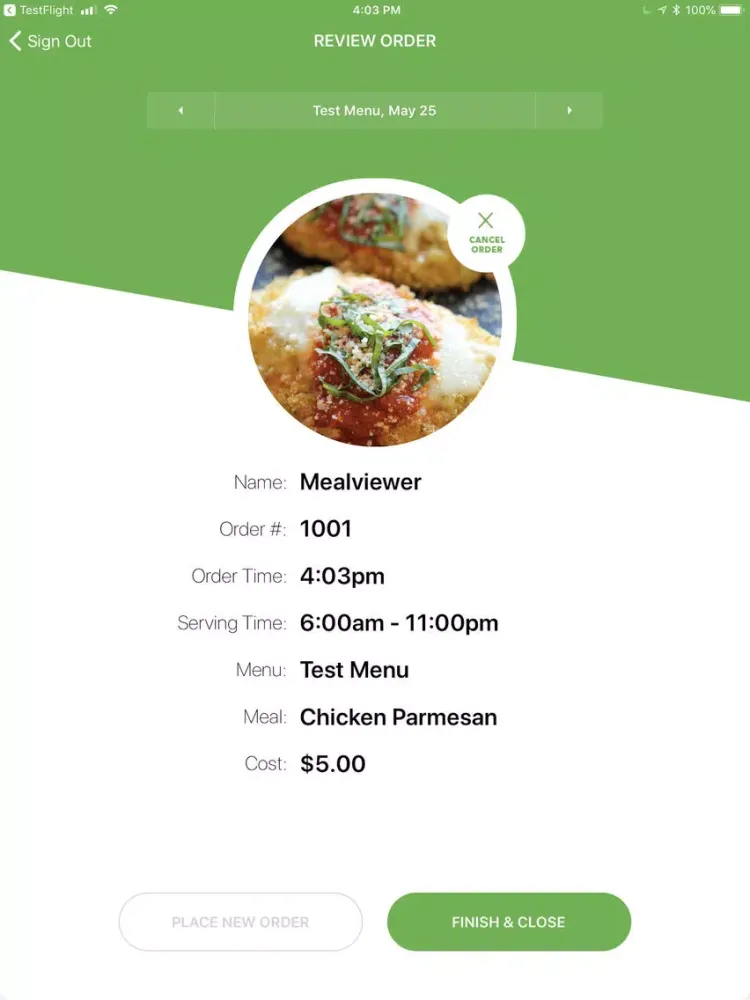 Zrzuty ekranu MealViewer Kiosk iPad 