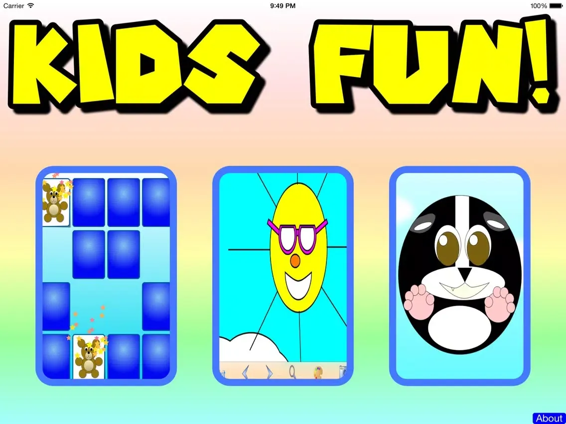 تصاویر Kids Fun - Card Matching, Coloring Book, Physics Puzzle Game: Adventures of Mr. Skunk iPad 