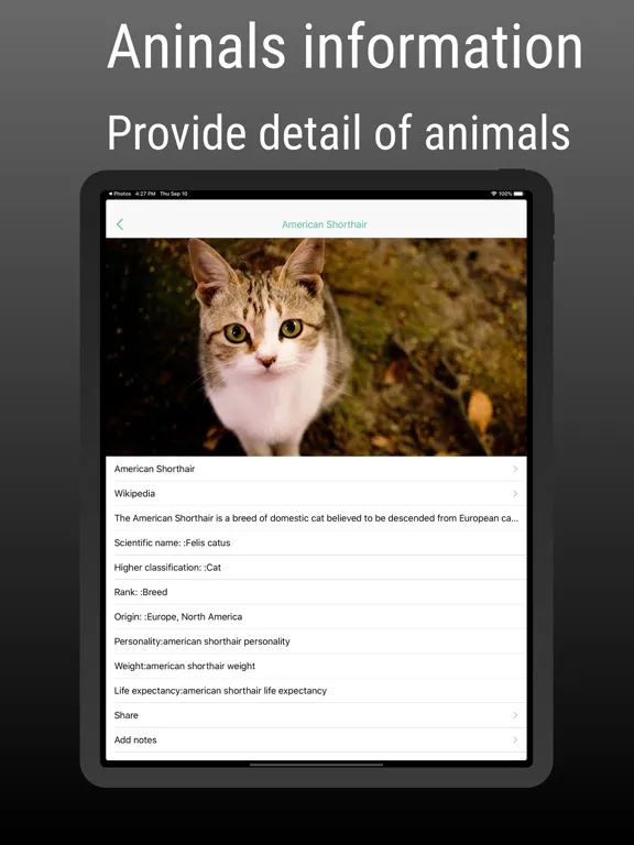 ianimal - animal Identifier iPad  سکرین شاٹس