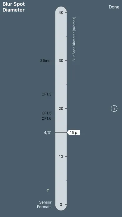 TrueDoF-Intro DoF Calculator Screenshots