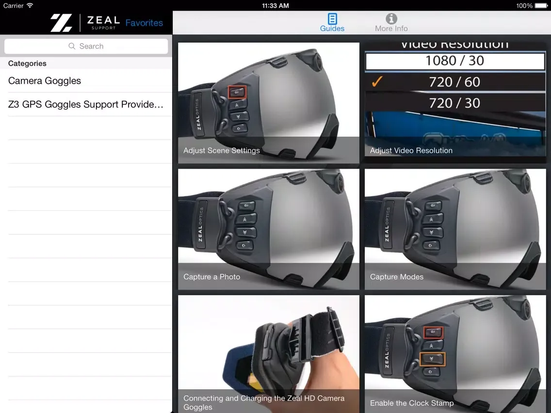 Скриншоты ZEAL Optics Support iPad 