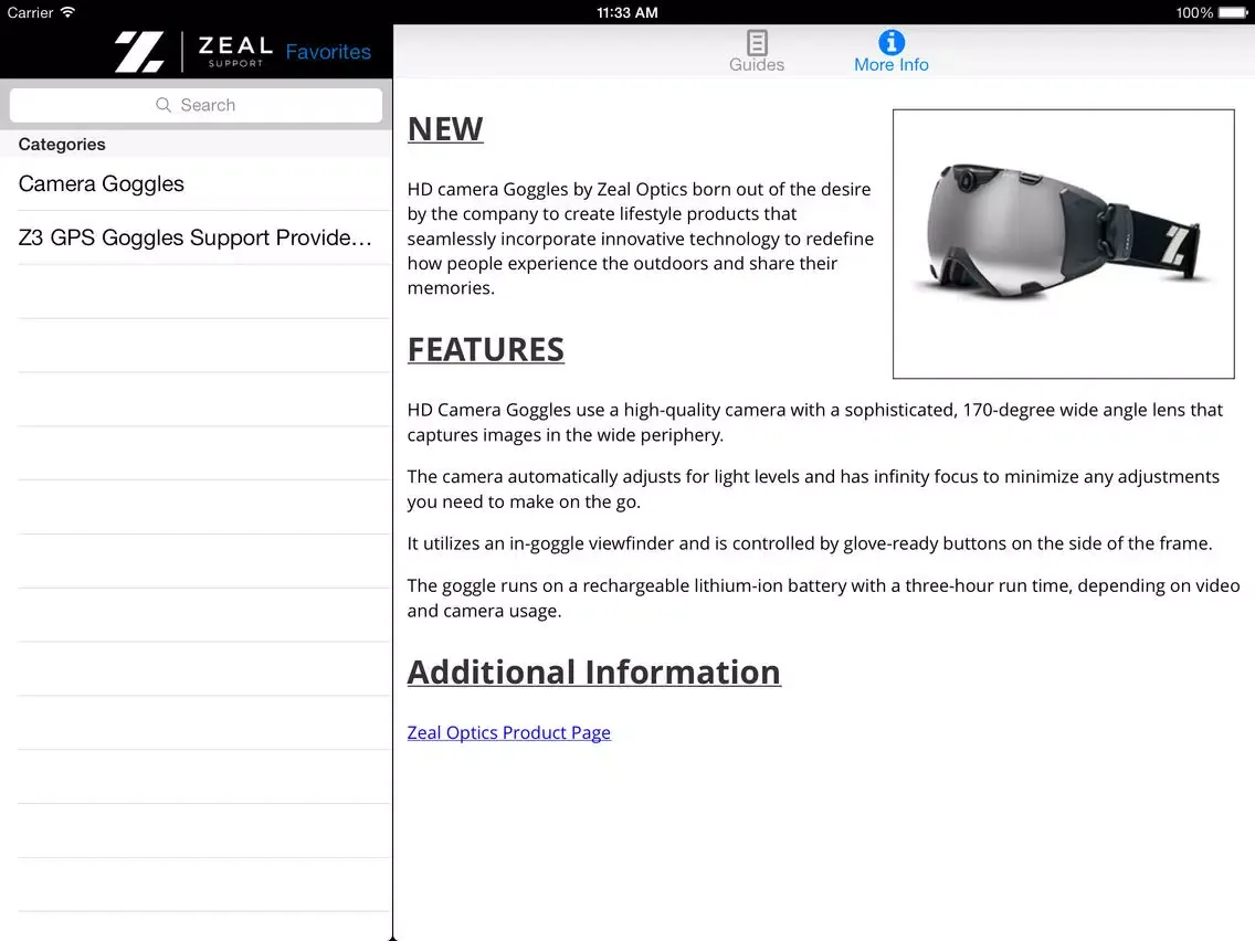 Скриншоты ZEAL Optics Support iPad 