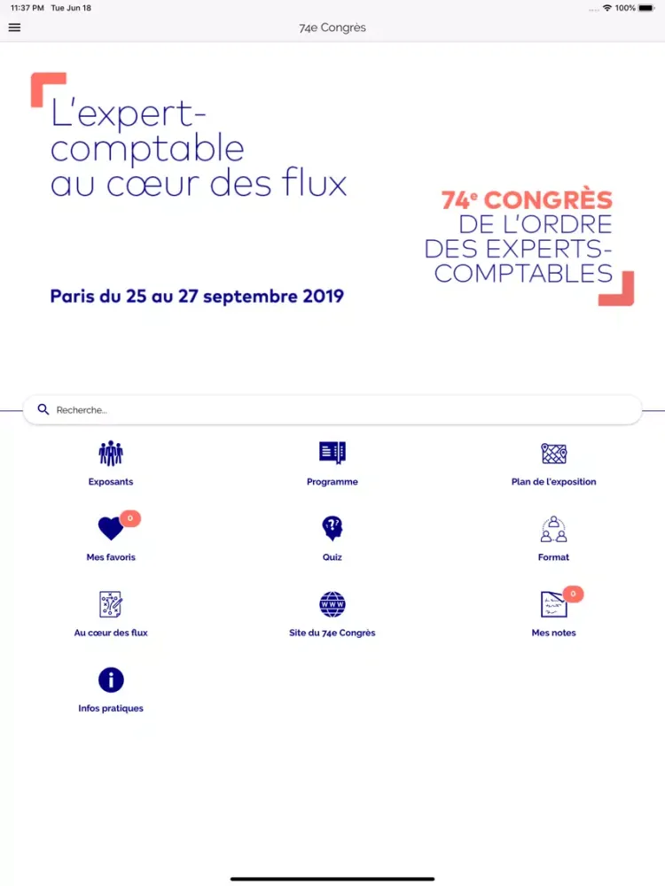 Ảnh chụp màn hình của Congres OEC iPad 