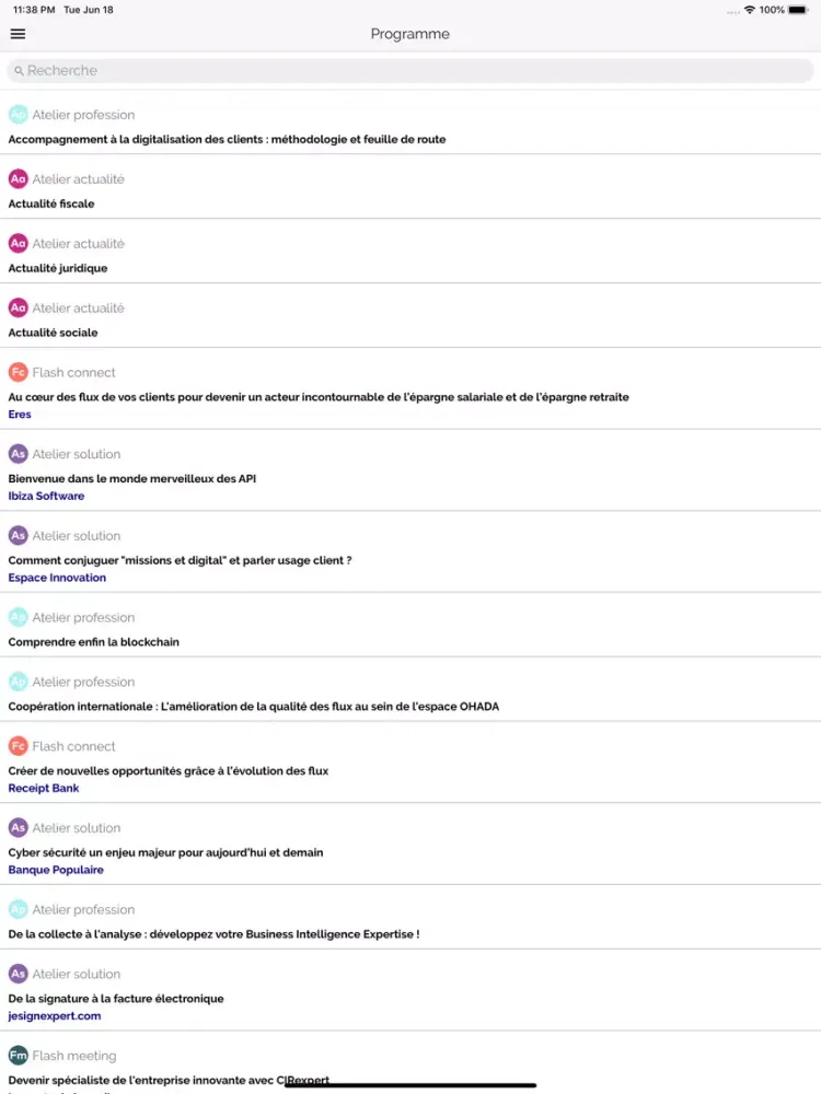 Ảnh chụp màn hình của Congres OEC iPad 