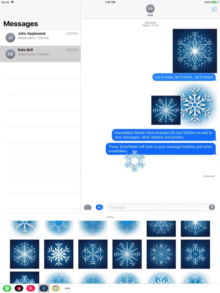 Snowflakes Sticker Pack iPad  سکرین شاٹس